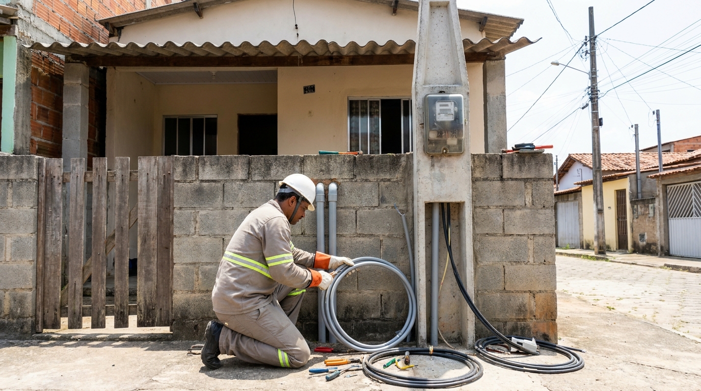 Instalação de Poste Padrão no Centro, Uberaba‑MG